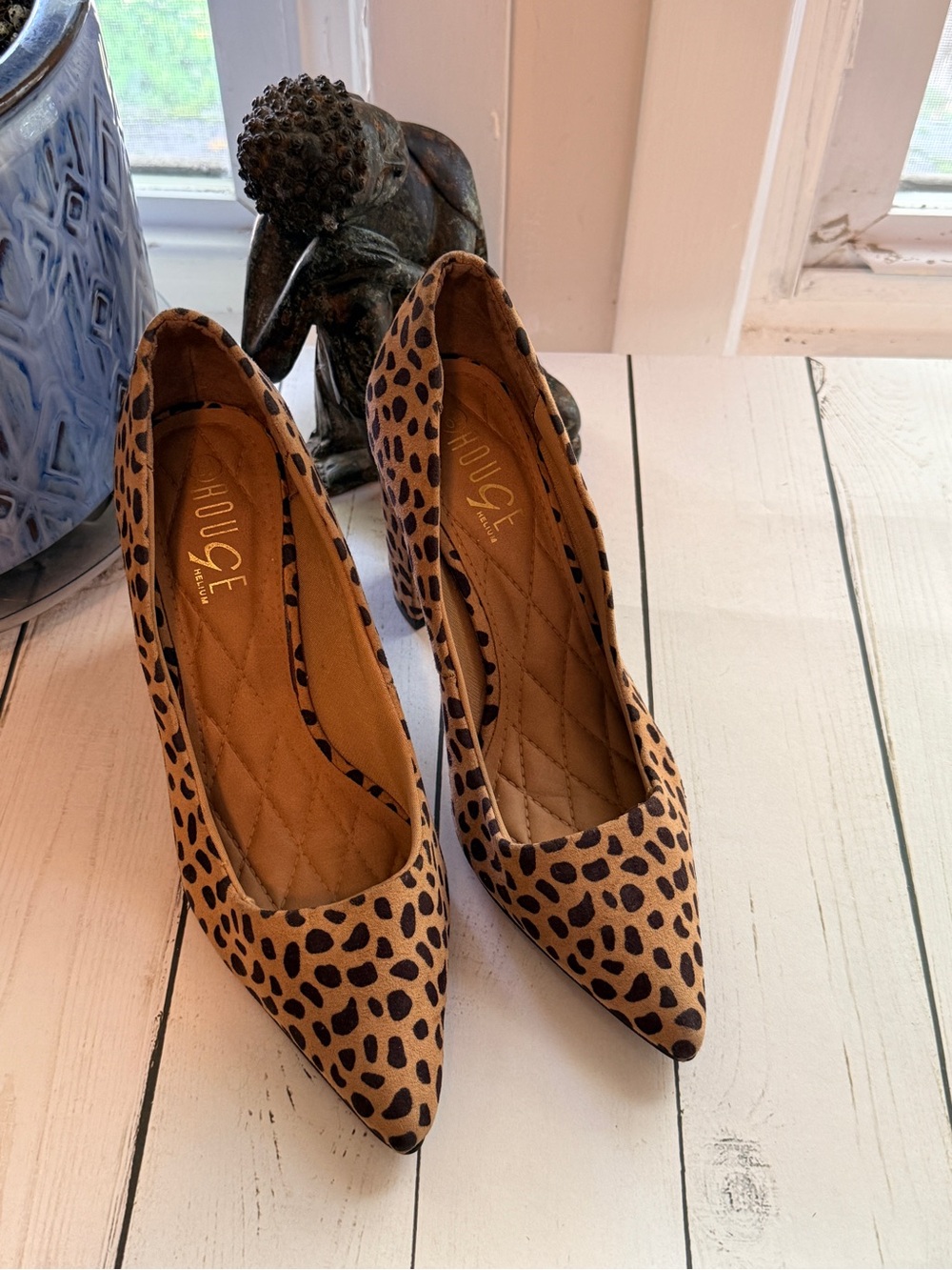 Rouge Helium | Leopard Print Pointed Toe Pumps, Brown/Black - Picture 2 of 9